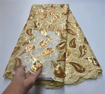 

Sequins Lace Fabric for Women Wedding Dress African Lace Fabrics with Sequins French Tulle Mesh Lace Bridal Materials PSA974-1