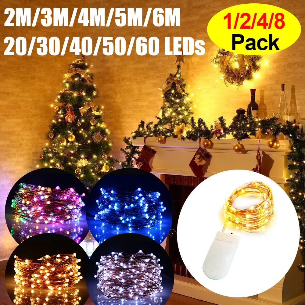 

LED String Light Colorful Waterproof LED Copper Wire Fairy Lights 2M 3M 4M 5M 6M Xmas Holiday Christmas Lights Wedding Party D40