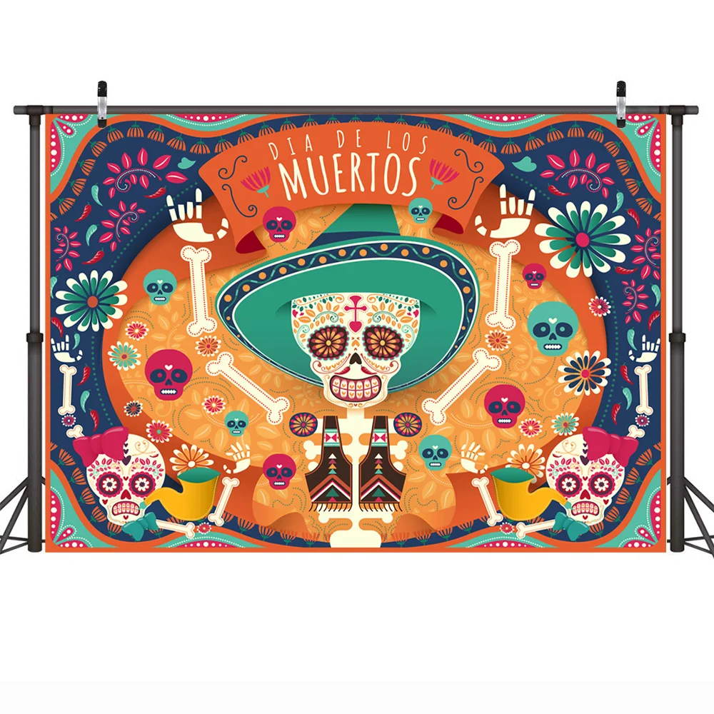 Dia De Los Muertos Latar Belakang Meksiko Hari Orang Mati Pesta Latar Belakang Tengkorak Gula Calaca Meksiko Fiesta Hari Mati Banner Background Aliexpress