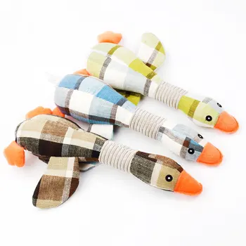 

Cross Border Hot Selling Pet Plush Toy Wing with Ring Paper Plaid Fabric Goose Sound Making Bite-Resistant Dog Toy