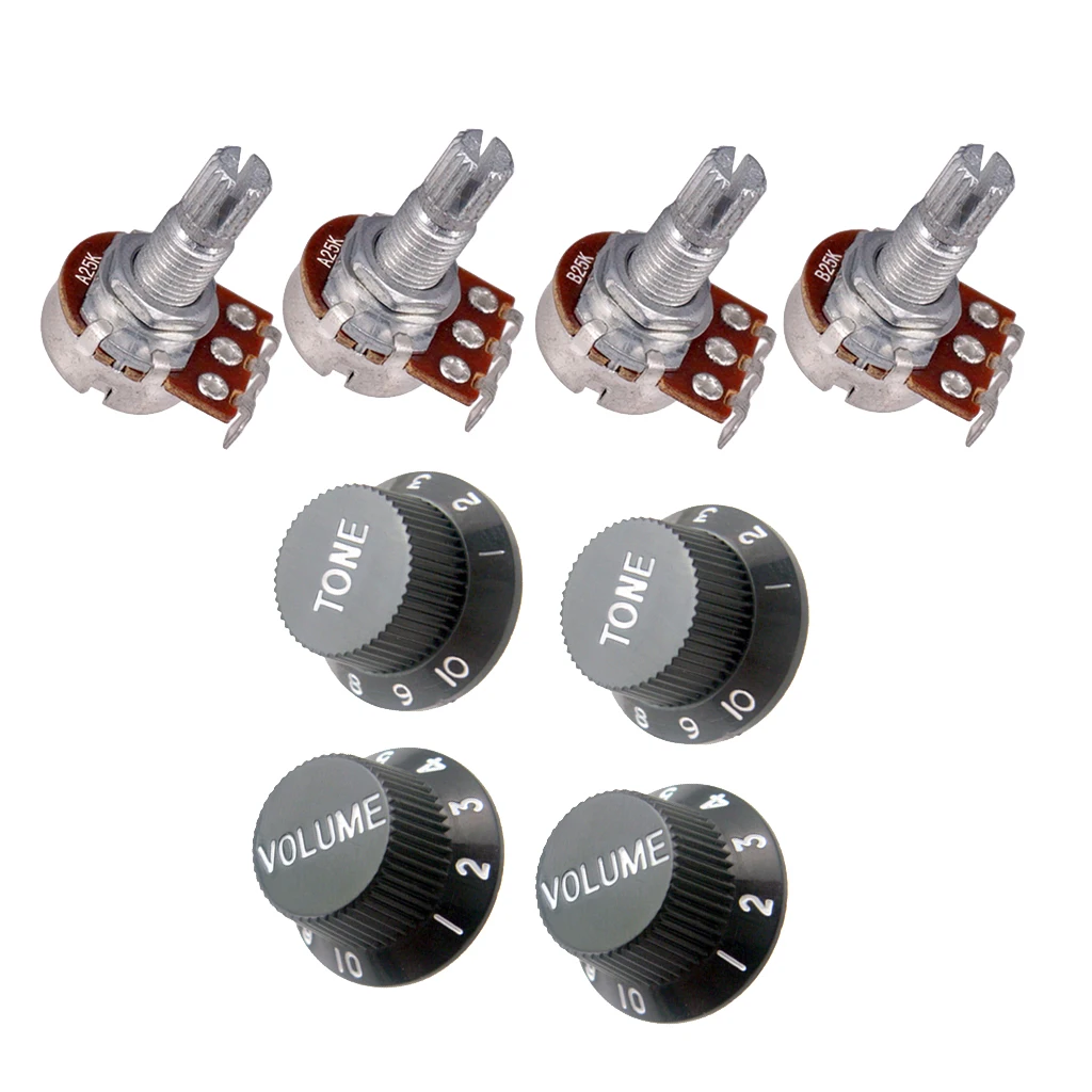 Guitar Speed Control Knob and 18mm Split shaft Guitar Volume Tone Pots Black
