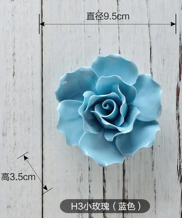 Ceramic Flower Three-dimensional Wall Decoration Home Decoration Bedroom Living Room Tv Background Wall Decoration - Цвет: Blue   H3