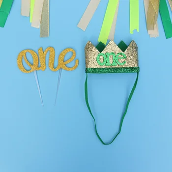 

1 Set Cake Insert Banner and Crown Hat Set Chair Flag Bunting Cupcake Picks Party Supplies for Decor