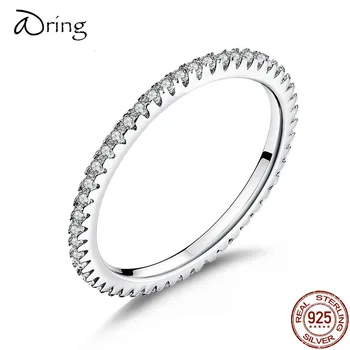 

925 STERLING SILVER PINK CRYSTAL WEDDING FEMALE RINGS FOR WOMEN SIMPLE GEOMETRIC RING STERLING SILVER JEWELLERY SCR066