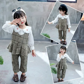 

2020 spring and autumn new suit baby Korean long-sleeved vest lattice three-piece suit