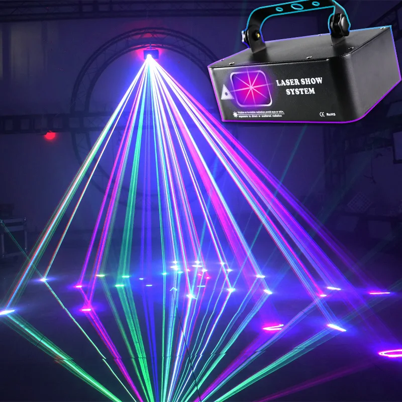 NEW 500mw RGB Laser Beam Line Scanner Projector DJ Disco Stage Lighting Effect Dance Party Wedding Holiday Bar Club DMX Lights