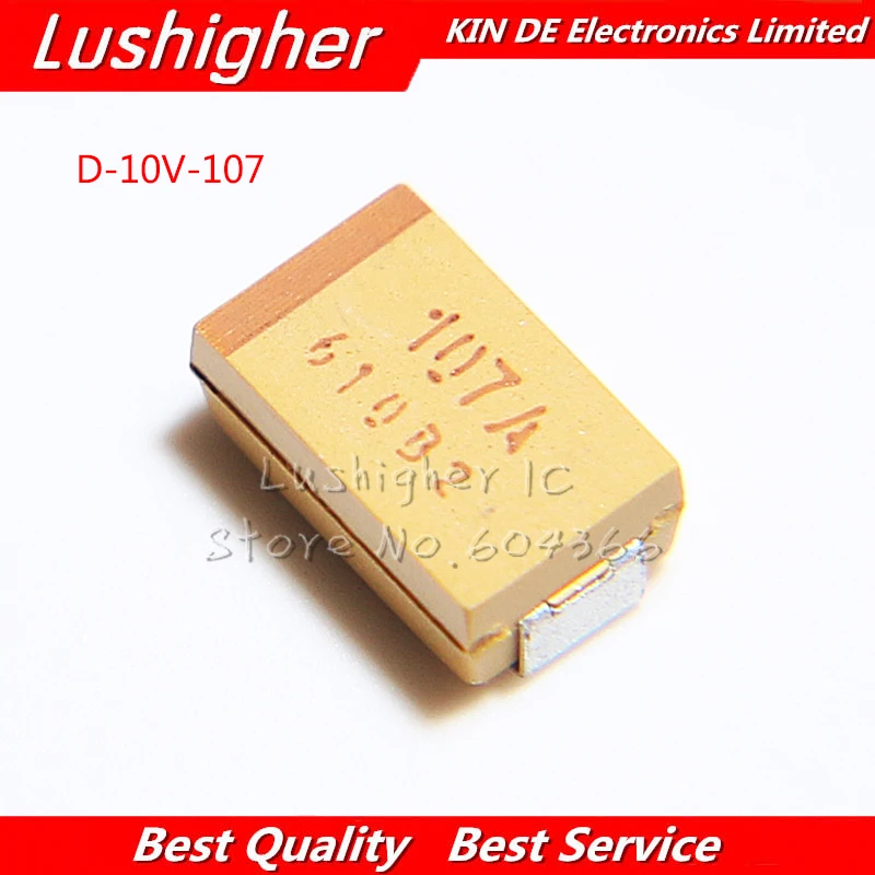 10 шт. D чехол Тип 7343 100 мкФ 10V 107 107A SMD 10% точность танталовый конденсатор с