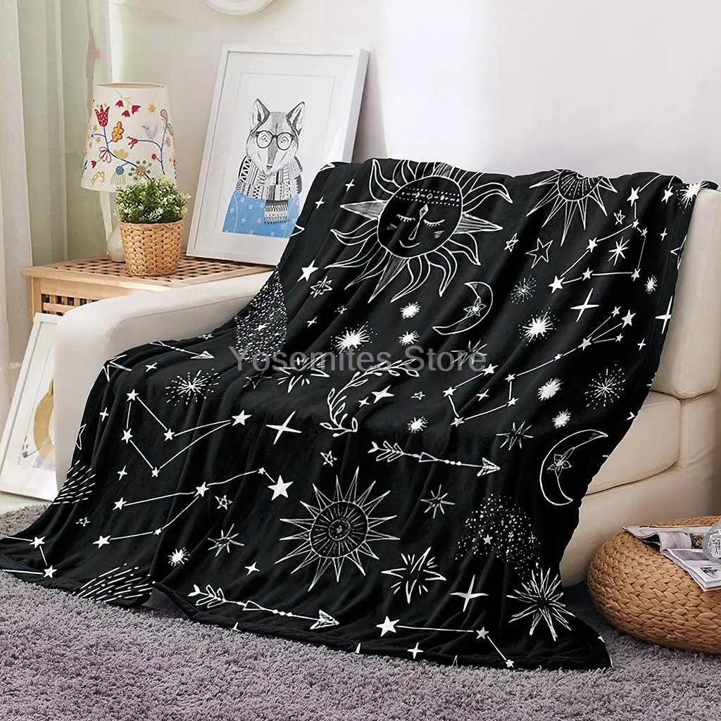 

Sun and Moon Pattern Blanket,All Season Lightweight Plush and Warm Home Cozy Portable Fuzzy Throw Blankets for Couch Bed Sofa,St