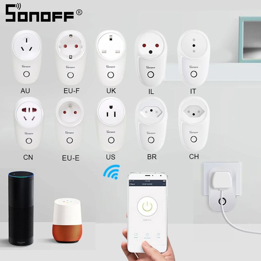 Смарт розетка Sonoff S26 с Wi Fi Беспроводная вилкой Стандарта