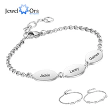 Personalized Engraved Chain Bracelets for Couples Custom 2 to 4 Names Stainless Steel Friendship Bracelet (JewelOra BA102665)