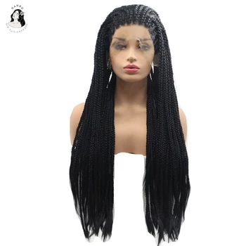 

DANBO Braided Wig Box Braided Hair Synthetic Lace Front Wig Black Lace Wig Suitable for African Women