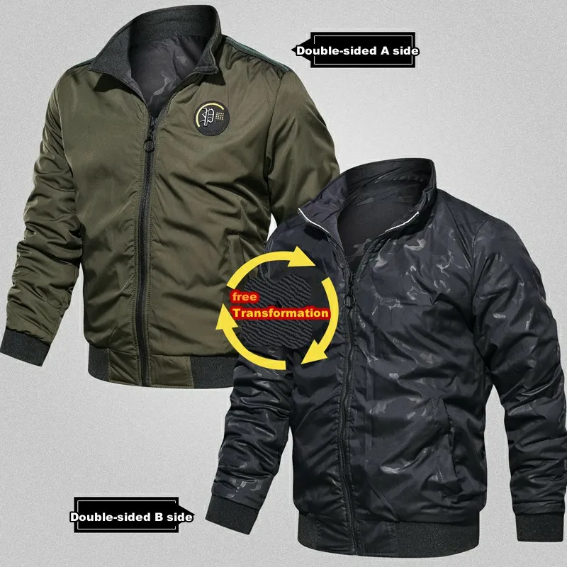 

Winter new 2019 hot-selling double-sided standing collar casual men's jacket on both sides wearing a baseball collar flying jack