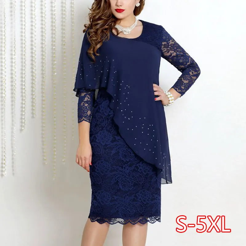 Летнее женское платье, повседневное, размера плюс 5XL, стройнящее, весеннее, офисное, облегающее, сексуальное, элегантное, винтажное, открытое, кружевное, вечерние платья