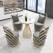 Nordic Chairs Coffee Table Combination Sets 4 Simple Alien Round Stools Business Furnitures Reception Marble Desks Customizable