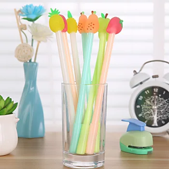 

XGZ 20 Sticks Pineapple Strawberry Fruit Head Gel Pen Candy Color Signature 0.38mm Black