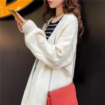 

Women 2020 Autumn Winter Long Cardigan Sweater New Female Fahion Loose Casual Long Sleeve Knitted Jacket Sweaters Outerwear G776
