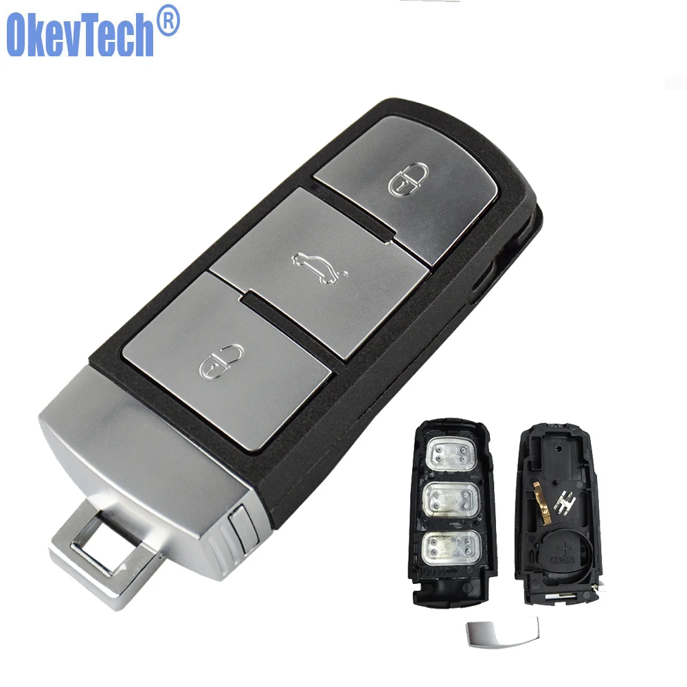 Чехол для смарт ключей OkeyTech V W, чехол для карты автомобильного ключа, чехол для Volkswagen Passat CC 3C B6 B7 Magotan, 3 кнопки и вставки лезвия|Ключ от авто| | АлиЭкспресс
