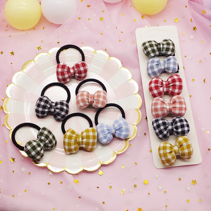 

Lovely Bowknot Design Hair Tie Girls Bands Ropes Ponytail Holder Plaid Hair Clip Hair Barrette Elastic Hair Accessories For Girl