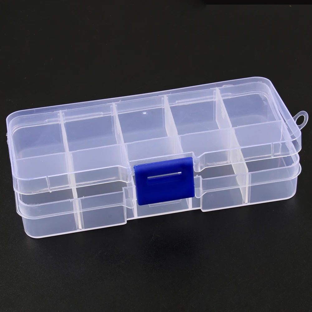 

10 Grids Transparent Plastic Storage Box Compartment Adjustable Container for Beads Earring Jewelry Rectangle Case