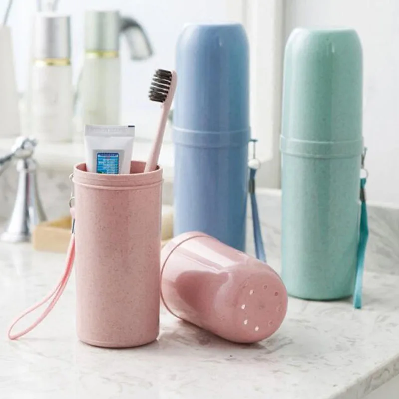 New Portable Eco-friendly Bathroom Tool Travel Supplies Toothbrush Cup Dual Use Tooth Mug Plastic Toothpaste Holder Cups