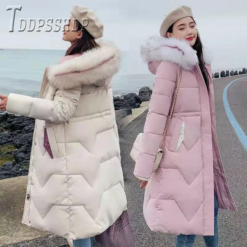 ##BUY Women Parkas Padded Basic Jacket 2019 New Style Fashion Fur Collar Hooded Thickening Long Coats
