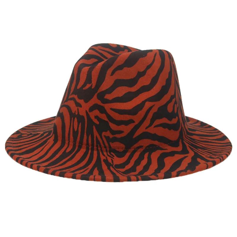 fedora hat women men caps zebra pattern print casual vintage winter hats designed outdoor luxury hats for men sombreros de mujer wool fedora hat