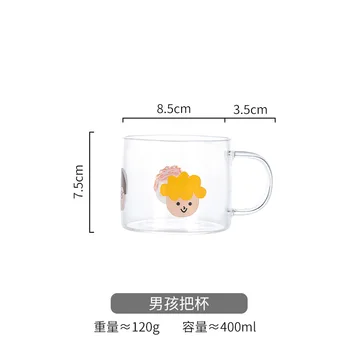 

Milk Glass Coffee Mug Cute Nordic Handle Transparent Cuople Drinking Glasses Espresso Tazas De Cafe Kitchen Dining Bar EA60BL
