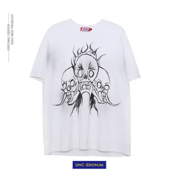 

UNCLEDONJM Devil Skull Printed Retro Short Sleeve T-shirt graphic tees men t shirt NC-9628