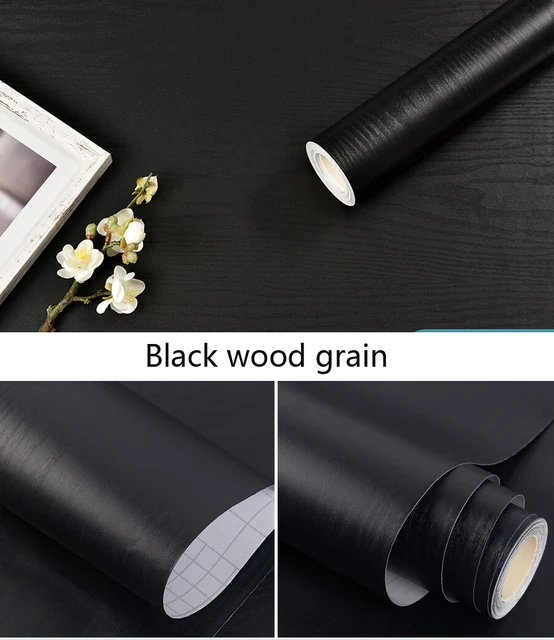 DIY Wood Grain Wallpaper for Kitchen Films Reconditioned Clothes Closet Closet Door Furniture for Home Office Decor Wall Sticker black wood grain
