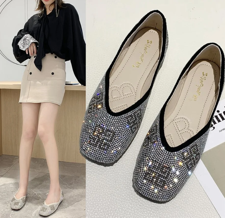 

High Quality women leather Superstar Flat shoes Solid colors Round toe shallow Loafers Women Comfortable Bling Shoe