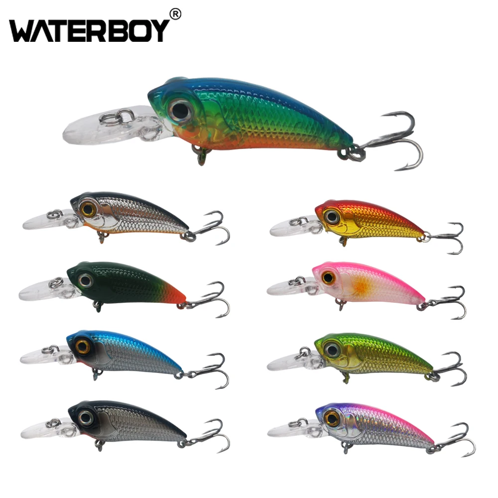 

WATERBOY Mini Crank Fishing Lure Hard Bait 4.2cm 3.7g Small Size Plastic Crankbait Fishing Bait Shallow Diving Topwater Lures