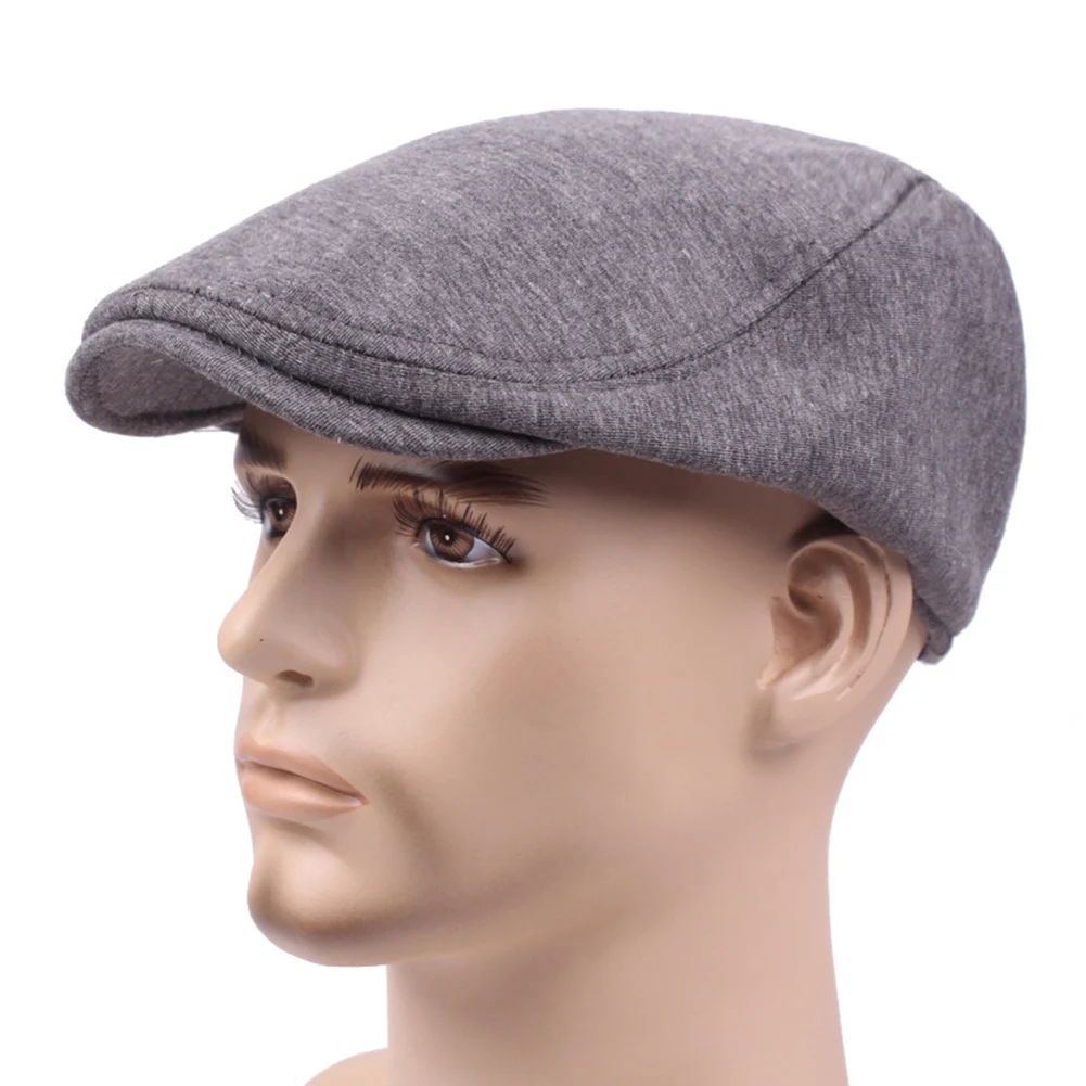 Vintage Men Solid Color Cotton Newsboy Cap Flat Beret Outdoor Sports Sun Hat