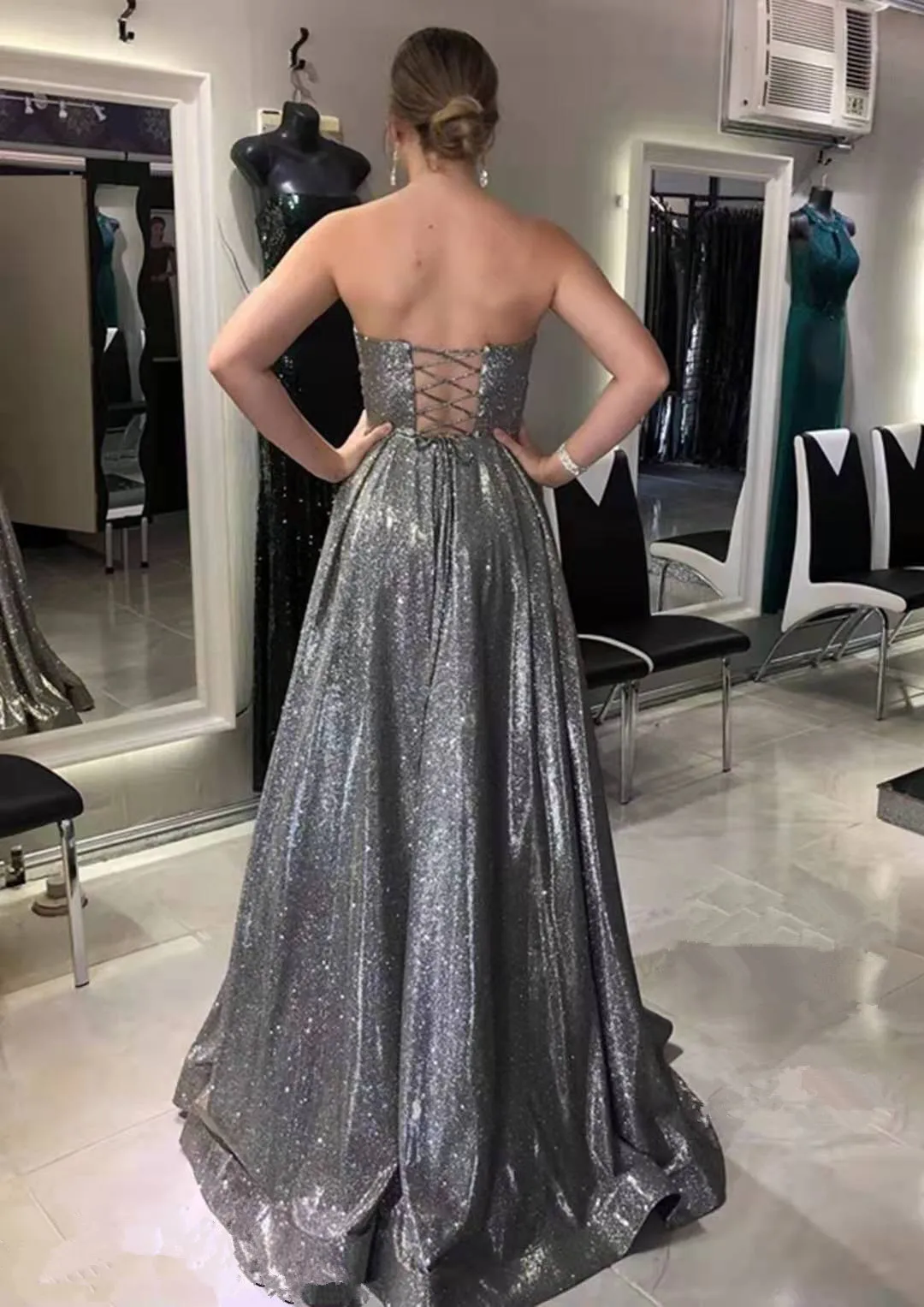 Vestidos De Gala милое платье для выпускного вечера блестящее платье для выпускного вечера с блестками Vestido Formatura кружевное платье на спине Robe De Soiree