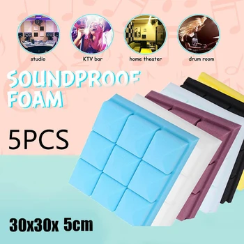 

5Pcs Soundproof Wall Panel Tile Protective Sponge Wall Studio Acoustic Foam Sound Absorption Treatment Panel Tile Wall