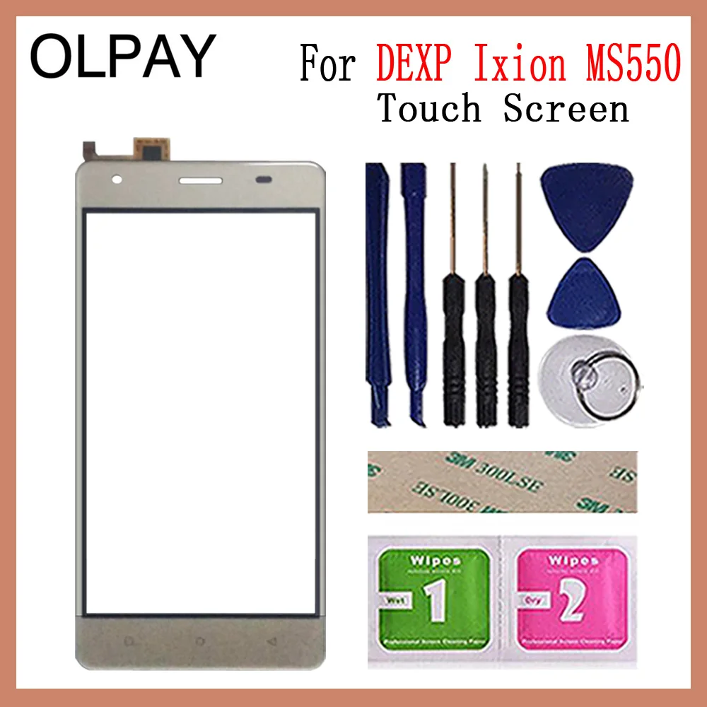 Gold With Tools OLPAY 5," для MS550 сенсорный экран дигитайзер для DEXP Ixion MS550 Сенсорная панель Сенсорный экран сенсор Переднее стекло Бесплатный клей+ салфетки - Цвет: Gold With Tools