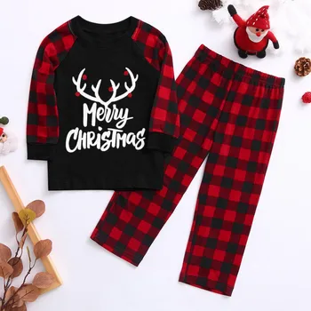 

Christmas Children Kids Print Blouse Tops And Pants Xmas Family Clothes Pajamas