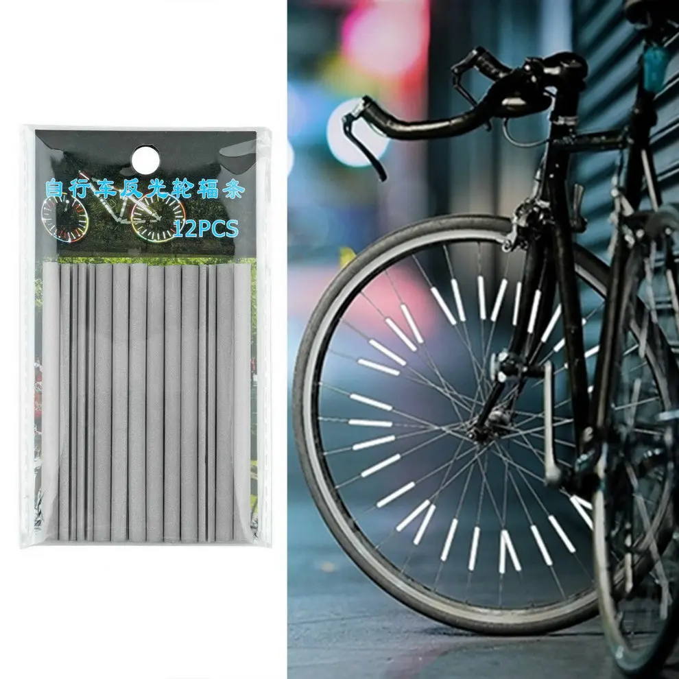 12Pcs Bicycle Wheel Spoke Reflector Reflective Mount Tube Warning Strip Cli L0Z1