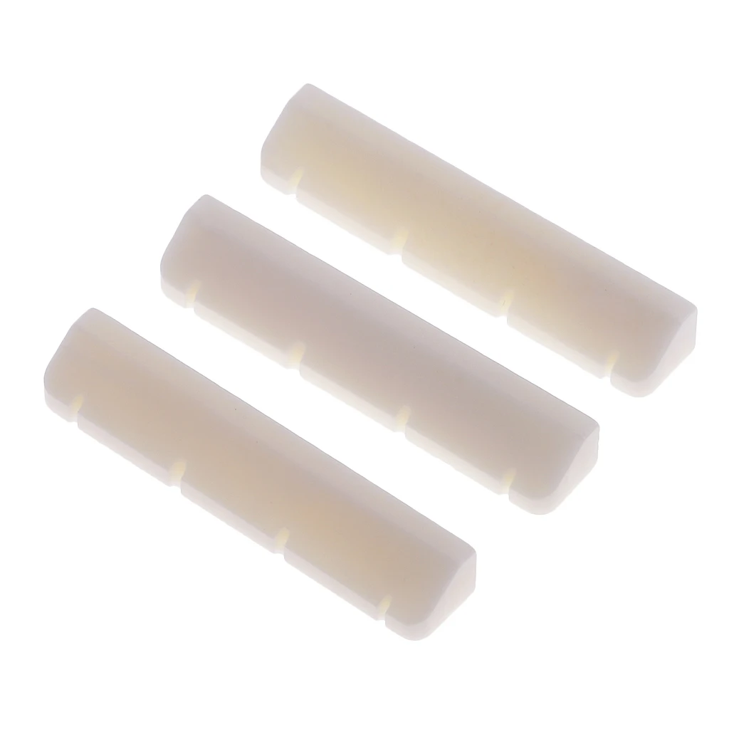 3x Ukulele Bridge Nut Cattle Bone Slotted Replacement Parts for Guitar Parts