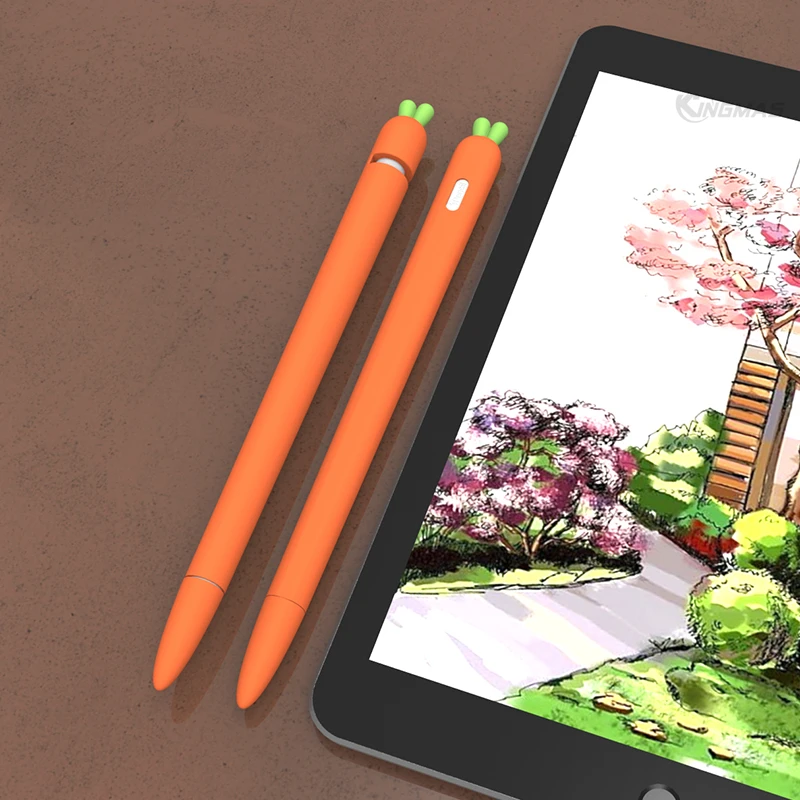 Soft carrot Silicone For Apple Pencil 1 2 Case Compatible For iPad Tablet Touch Pen Stylus Protective Sleeve Cover coque