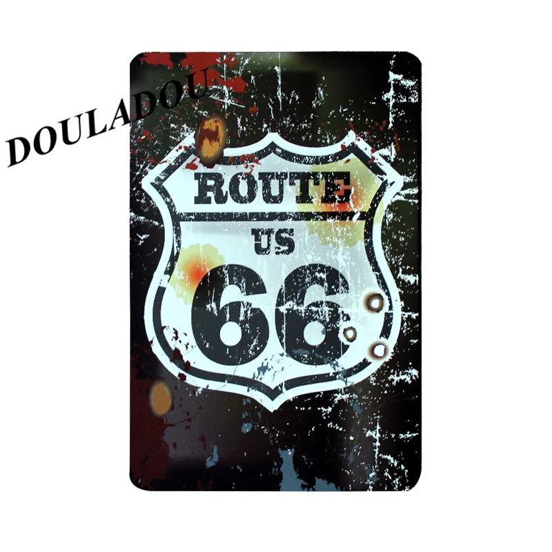 [Douladou] США Route66 Винтаж окрашивание металла декор Бар Кафе Декор отеля Ретро Винтаж вечерние плакат рисунок номер Декор 20x30 см