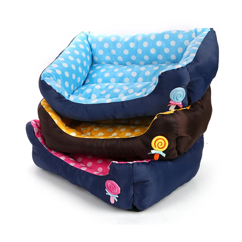 

Cat Dog Bed Candy Color Soft Cotton Winter Warm Teddy Cat House Kitten Cat Sofa Bed Pet House Mat for Small Medium Dog Cat