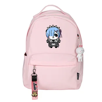 

Anime Life in the different world from scratch School Girls Boys Backpack for Teenage Rem Bag Travel Shoulder Backpack