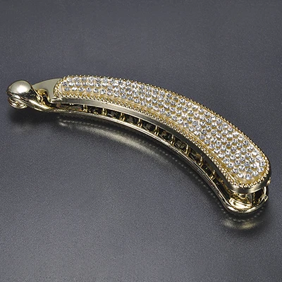 Shining Rhinestone Women Girls Hairpins Banana Barrettes Clip Korean Style for Elegant Female Hair Clip Hair Accessories - Окраска металла: White Rhinestone