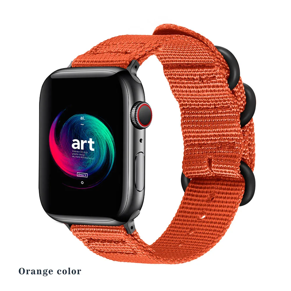 Нейлон Apple, часы, нейлоновый ремешок для наручных часов Series 5 42 мм, 38 мм, версия ткань-как ремешок для iwatch, версия 4/3/2/1 подходит для 40 мм 44 аксессуары - Цвет ремешка: Orange