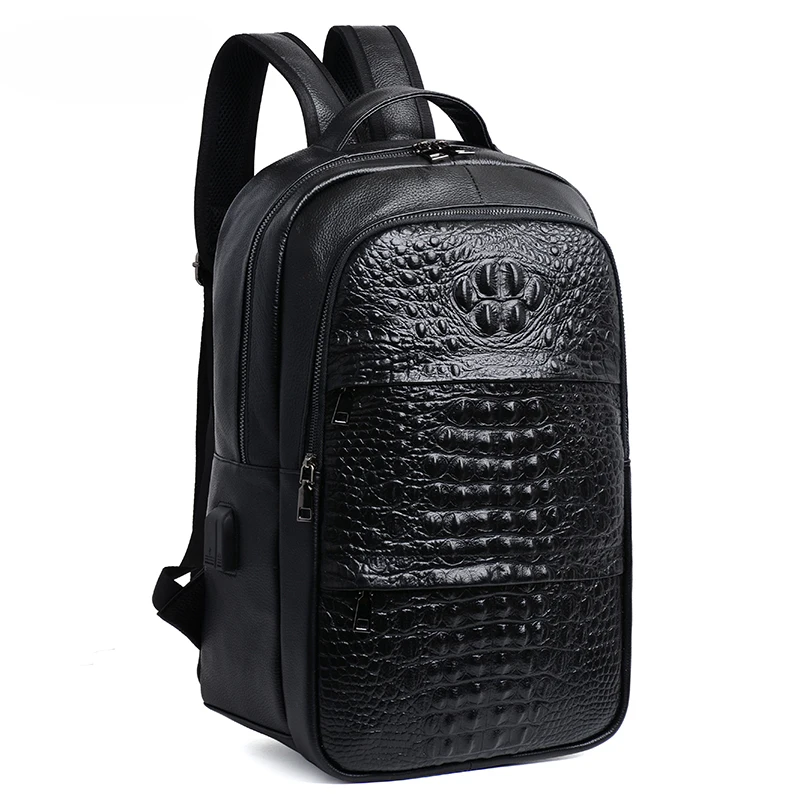 FEIDIKABOLO New Luxury Crocodile Men Backpack 100%Genuine Leather Men\'s Backpacks High Quality Travel Backpacks for Male mochila