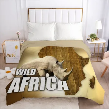 

3D Custom Design Animal Rhinoceros Duvet Cover Comforter Case Quilt Cover Bed Linen Bedding Bag Sets King Full Size Home Textile