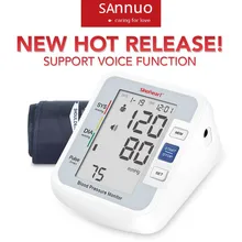 Sinocare monitor de pressão arterial tensiômetro braço superior automático digital bp máquina pulso monitor de freqüência cardíaca 3 cores display lcd