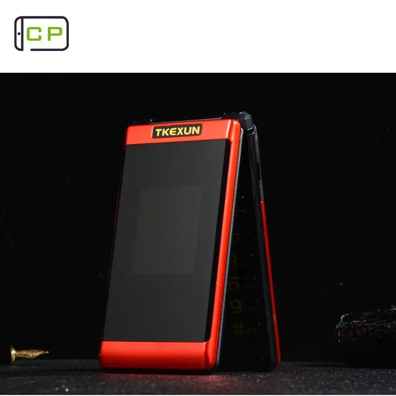 

TKEXUN G300 Push-botton Flip Mobile Phones Dual Screen 2.6 Inch Luxury Senior Quad band GPRS Dual SIM Card Cheapest Cellphone