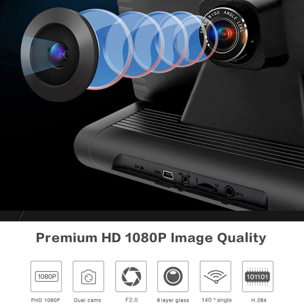 8 дюймов автомобиля Сенсорный экран HD Двойной объектив Dash Cam WI-FI gps вождения видео Регистраторы DVR