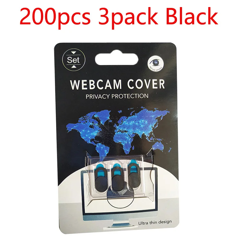 200pcs 3pack Black 100-500 шт прямоугольная настраиваемая продукция с бесплатной печатью логотипа веб-камера крышка ультра-тонкий слайдер затвора крышка объектива камеры с упаковкой - Цвет: 200pcs 3pack Black